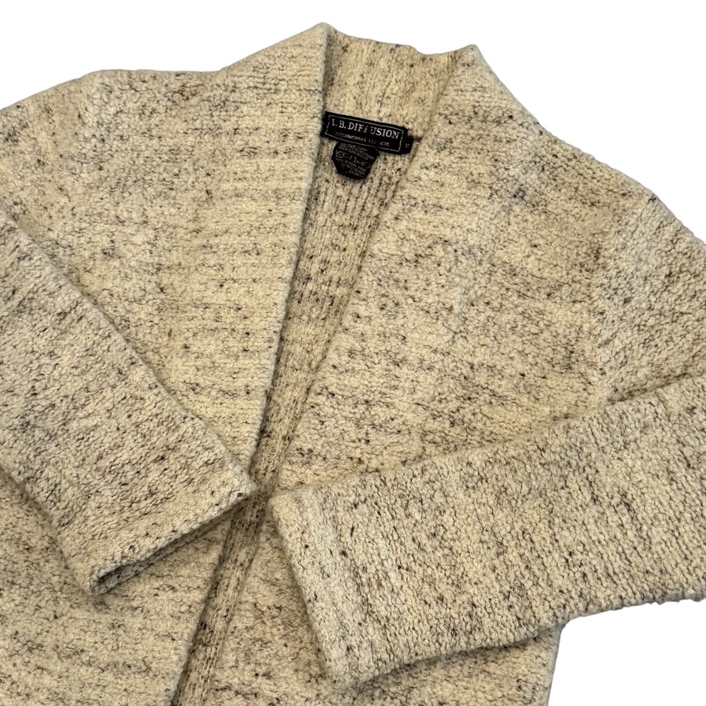 Vintage‎ IB Diffusion Wool Blend Boucle Open Cardigan Sweater Sz S